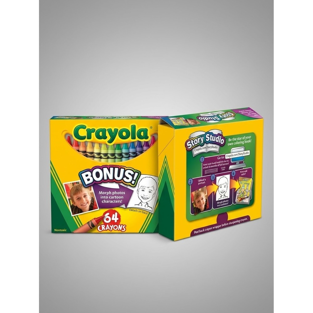 Crayola 64 Crayons Box with Built-In Sharpener Story Studio Edition 2013